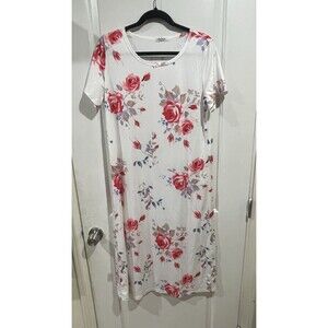 Ekouaer Midi Casual Tee Shirt Dress with Side Pockets Size S